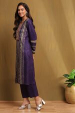 Purple Polyester Blend Straight Kurta Pants Set - Image 4
