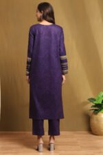 Purple Polyester Blend Straight Kurta Pants Set - Image 5